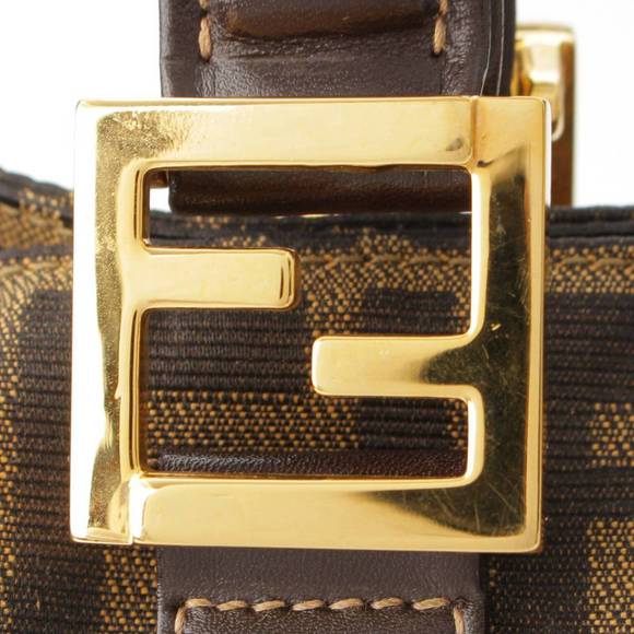Fendi F canvas Zucca handbag fittings Brown metal - Picture 7 of 10